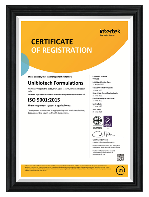 ISO 9001:2015 Certificate Document
